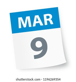 March 9 - Calendar Icon - Vector Illustration