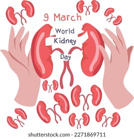 March 9 is World Kidney Day Vector illustration.