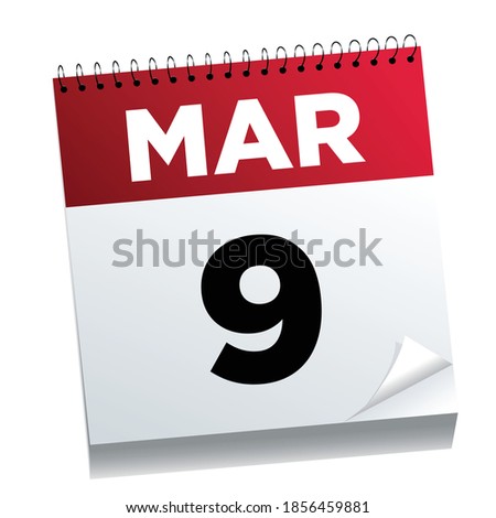 March 9th on a calendar page - illustrated.