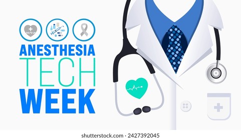 March is Anesthesia Tech Week background template. Holiday concept. use to background, banner, placard, card, and poster design template with text inscription and standard color. vector illustration.