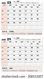 March & April 2016 -planning calendar / Calendar to schedule monthly - March & April 2016