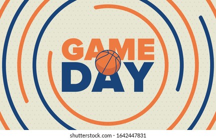 March Basketball Madness. Game Day Party. Professional team championship. Playoff grid, tournament bracket. Regular season and final game. Ball for basketball. Sport poster. Vector illustration