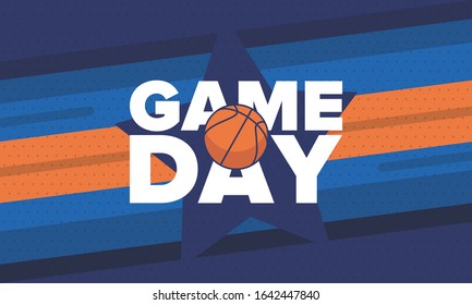 March Basketball Madness. Game Day Party. Professional team championship. Playoff grid, tournament bracket. Regular season and final game. Ball for basketball. Sport poster. Vector illustration