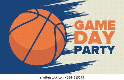 March Basketball Madness. Game Day Party. Professional team championship. Playoff grid, tournament bracket. Regular season and final game. Ball for basketball. Sport poster. Vector illustration