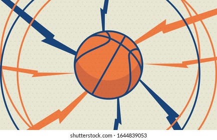 March Basketball Madness. Game Day Party. Professional team championship. Playoff grid, tournament bracket. Regular season and final game. Ball for basketball. Sport poster. Vector illustration