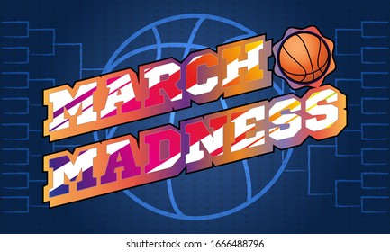 March Basketball Madness. Men's Basketball Tournament. Played Each Spring In The United States. Sport Poster. Vector Illustration EPS 10.