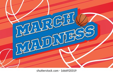 March Basketball Madness. Men's Basketball Tournament. Played each spring in the United States. Sport poster. Vector illustration EPS 10.