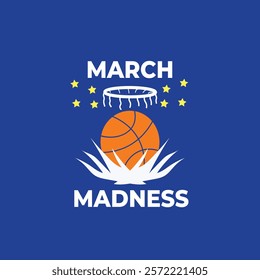 March Basketball Madness.basketball with basketball ring logo,for basketball event poster design