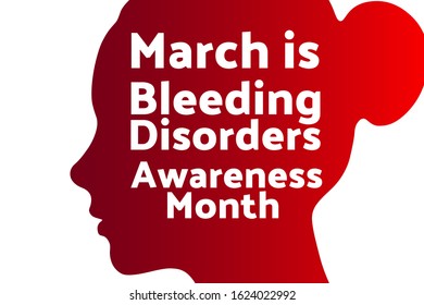 March is Bleeding Disorders Awareness Month concept. Female children face silhouette. Template for background, banner, card, poster with text inscription. Vector EPS10 illustration