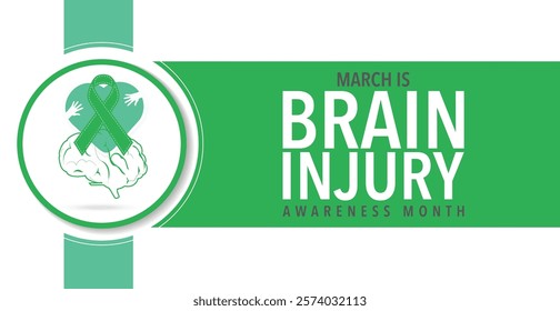 March Is Brain Injury Awareness Month. Brain and ribbon. Great for cards, banners, posters, social media and more.
