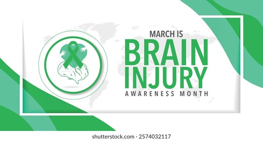 March Is Brain Injury Awareness Month. Brain and ribbon. Great for cards, banners, posters, social media and more.
