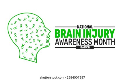 March Is Brain Injury Awareness Month.TBI This holiday-themed design is perfect for green backgrounds, banners, greeting cards, posters with text inscription, Classic social media posts. illustration