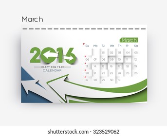march calendar design.2016 