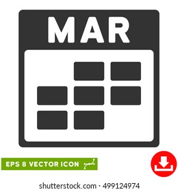 March Calendar Grid icon. Vector EPS illustration style is flat iconic symbol, gray color.