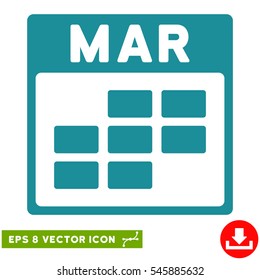 March Calendar Grid icon. Vector EPS illustration style is flat iconic symbol, soft blue color.