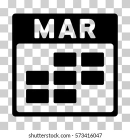 March Calendar Grid icon. Vector illustration style is flat iconic symbol, black color, transparent background. Designed for web and software interfaces.