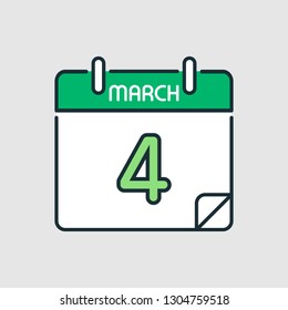 March calendar icon.  Flat icon calendar isolated on gray background. Vector illustration.