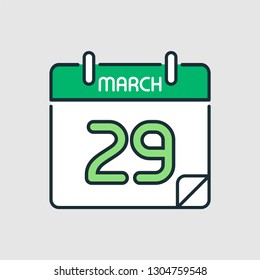 March calendar icon.  Flat icon calendar isolated on gray background. Vector illustration.
