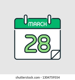 March calendar icon.  Flat icon calendar isolated on gray background. Vector illustration.