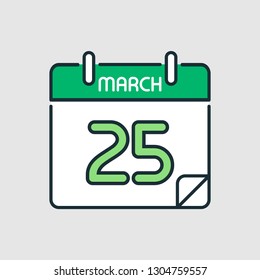 March calendar icon.  Flat icon calendar isolated on gray background. Vector illustration.