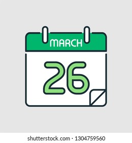 March calendar icon.  Flat icon calendar isolated on gray background. Vector illustration.