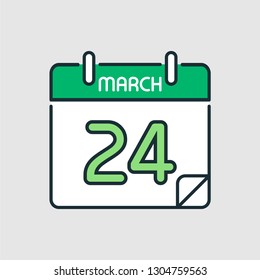 March calendar icon.  Flat icon calendar isolated on gray background. Vector illustration.