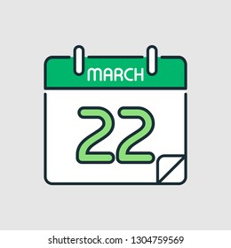 March calendar icon.  Flat icon calendar isolated on gray background. Vector illustration.