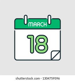 March calendar icon.  Flat icon calendar isolated on gray background. Vector illustration.