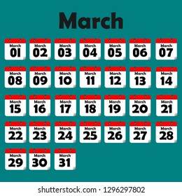 March calendar icon - Modern vector illustration