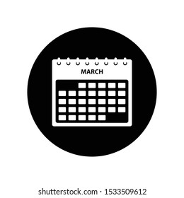 March Calendar Icon. Rounded button style vector EPS.