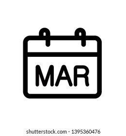 March calendar icon, vector illustration. Flat design style. vector march calendar icon illustration isolated on white background, march calendar icon Eps10.
