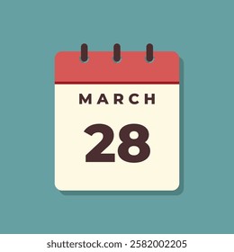 March Calendar Icon Vector Template
