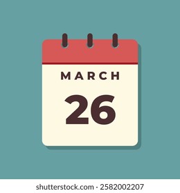 March Calendar Icon Vector Template