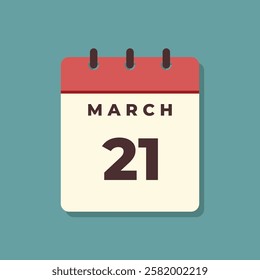 March Calendar Icon Vector Template