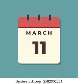 March Calendar Icon Vector Template