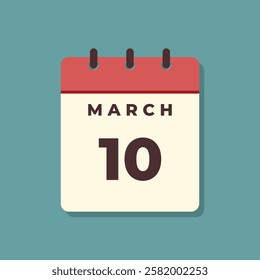 March Calendar Icon Vector Template