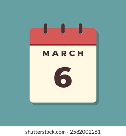 March Calendar Icon Vector Template