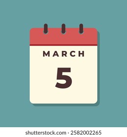 March Calendar Icon Vector Template