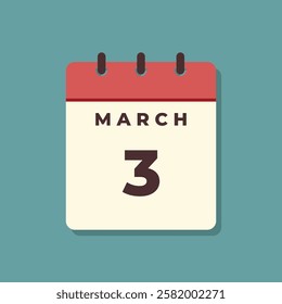 March Calendar Icon Vector Template
