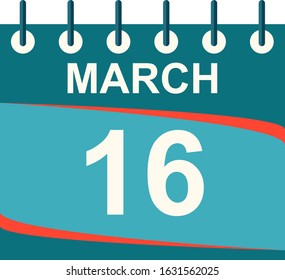 March calendar per day / vector/ 16 March