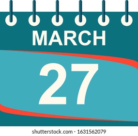 March calendar per day / vector/ 27 March