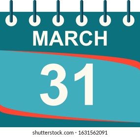 March calendar per day / vector/ 31 March