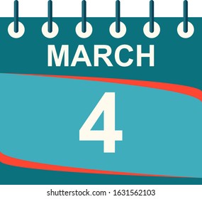 March calendar per day / vector/ 4 March