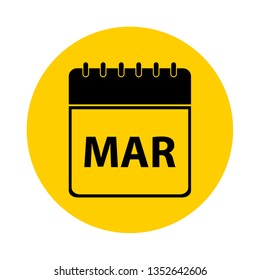 March Calendar Yellow Vector Icon - Calendar design template - Business vector illustration.