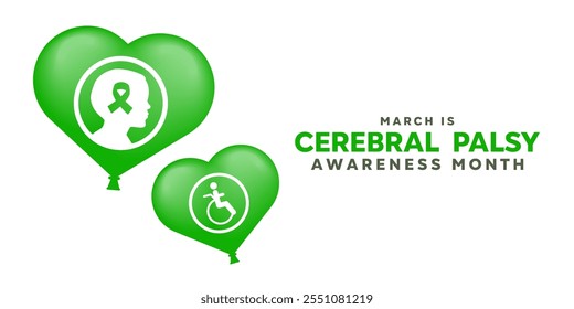 March is Cerebral Palsy Awareness Month. Heart, human, ribbon and people. Great for cards, banners, posters, social media and more. White  background.
