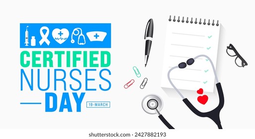 March is Certified Nurses Day background template. Holiday concept. use to background, banner, placard, card, and poster design template with text inscription and standard color. vector illustration.