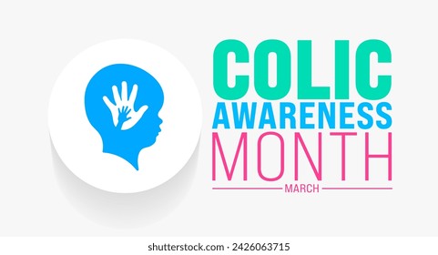 March is Colic Awareness Month background template. Holiday concept. use to background, banner, placard, card, and poster design template with text inscription and standard color. vector illustration.