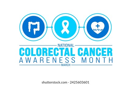 March is Colorectal Cancer Awareness Month background template. Holiday concept. use to background, banner, placard, card, and poster design template with text inscription and standard color. vector 