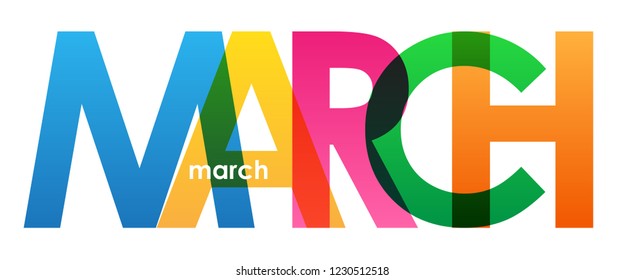 MARCH colorful letters banner