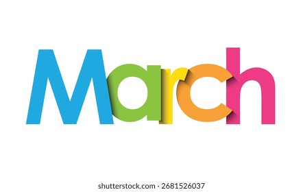 ANUNCIO de tipografía de Vector colorido MARCH